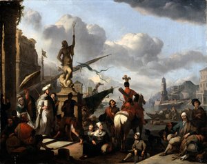 Un port maritime italien - Johannes Lingelbach