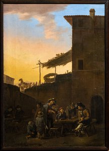Buveurs devant une auberge italienne