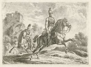 Deux soldats à cheval - Johannes Mock