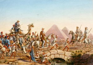 Prince Albert de Prusse avec son entourage visitant les Pyramides de Gizeh - Johannes Rabe