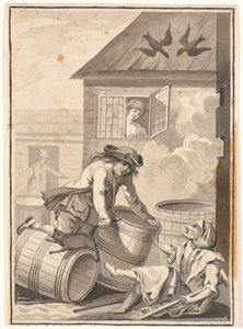 Jens Blok et Gunild. Illustration pour Ludvig Holberg : Peder Paars 1772. (2e livre, 3e chant)