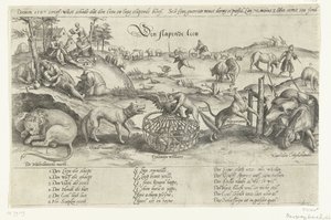 Le lion endormi, 1567 - Johannes Wierix (attributed to)
