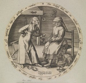 La femme qui gronde et la poule qui caquette - Johannes Wierix