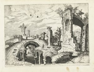 Vue des ruines sur le Palatin - Johannes of Lucas van Doetechum (attributed to)