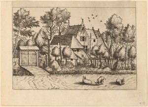 Maison de campagne avec un fossé - Johannes van Doetechum, the Elder and Lucas