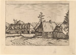 Ferme et rangée de maisons - Johannes van Doetechum, the Elder and Lucas