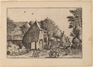 Route de village avec puits - Johannes van Doetechum, the Elder and Lucas