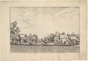Fermes, champ labouré au premier plan de Praediorum villarum et rusticarum casu..., vers 1559-61