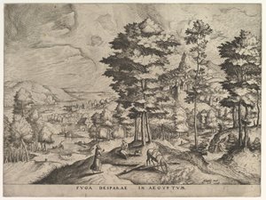 Fuite en Égypte Fuga deiparae in Aegyptum de La Grande Paysages, vers 1555-56 - Johannes van Doetecum I