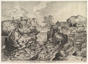 Vue du Tibre à Tivoli, Prospectus Tyburtinus de Les Grands Paysages