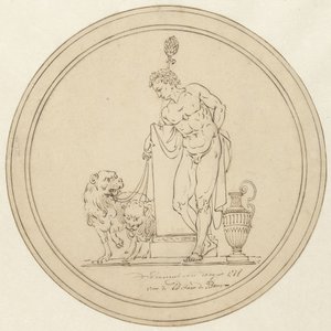 Figure allégorique masculine, debout avec deux lions - Johannes van Dregt