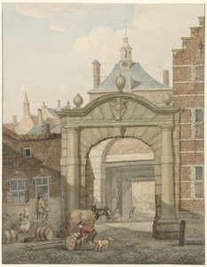 Vue à travers une porte à Dordrecht