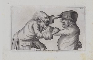 Deux hommes en colère se battent (gravure) - John  Collier
