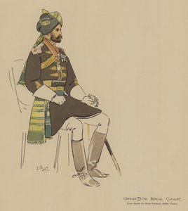 Officier du 17e Bengal Cavalry (lithographie en couleur)