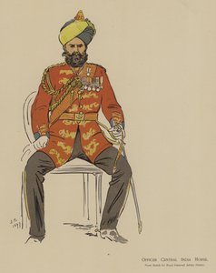 Officier de la Central India Horse (lithographie en couleur)