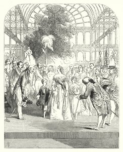 La reine Victoria et ses enfants visitant la Grande Exposition de 1851, Crystal Palace, Hyde Park, Londres - John (after) Gilbert