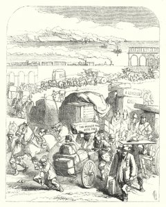 Navires et trains amenant des visiteurs à l