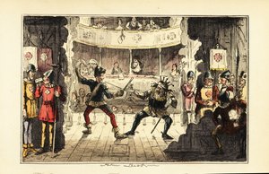Acteurs jouant Henry Tudor combattant le roi Richard III d