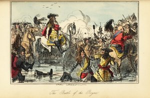 Le roi Guillaume II traversant la rivière lors de la bataille de la Boyne, Irlande - John (after) Leech