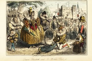 Sir Walter Raleigh posant son manteau sur une flaque pour la reine Elizabeth I à Greenwich