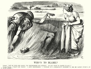 Caricature de Punch : Qui est à blâmer ? - appels à agir pour prévenir les inondations de la Tamise à Londres - John (after) Tenniel
