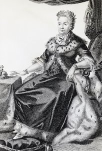 Catherine II, née Sophie Friederike Auguste (1729-1796), impératrice de Russie, gravure - Walter Charles Mills
