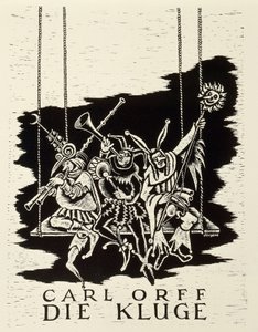 Allemagne, diessen am ammersee, affiche pour la première de Die Kluge (La Femme Sage) de Carl Orff à Francfort