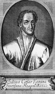 Portrait de Lucilio Vanini, connu sous le nom de Giulio Cesare Vanini (1585-1619), philosophe, médecin et libre penseur italien, gravure