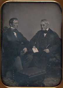 Deux hommes âgés conversant, vers 1850
