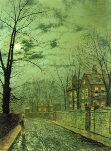 Une route au clair de lune - John Atkinson Grimshaw