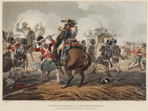 Cuirassiers français à la bataille de Waterloo chargés et vaincus par les Highlanders et les Scotch Greys, gravé par M. Dubourg, 1819