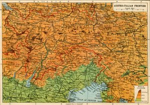 Carte de la frontière austro-italienne, Première Guerre mondiale, c1920