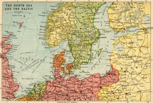 Carte de la mer du Nord et de la Baltique, vers 1914