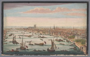 Vue de la rivière Thames et de la ville de Londres depuis le côté nord-ouest (The south east prospect of Westminster from Somerset House to Westminster Bridge)