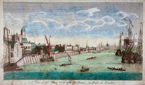 Vue de la Tour de Londres avec des bateaux sur la Tamise, 1751