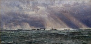 Une Tempête du Nord-Ouest au Large du Phare de Longships, 1873 - John Brett