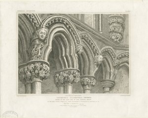 Intérieur de la cathédrale de Lichfield - Arches dans la salle capitulaire : gravure, nd [c. 1819]