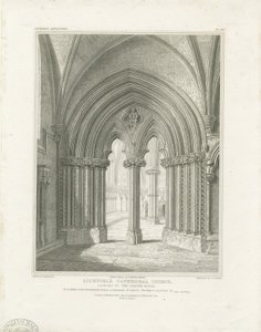 Intérieur de la cathédrale de Lichfield - Porte de la salle capitulaire - John Britton