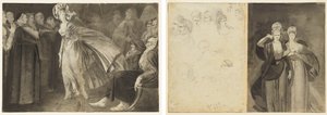 Femme debout parmi les frères (recto) Esquisses de têtes (verso, gauche); Deux femmes (verso, droite)
