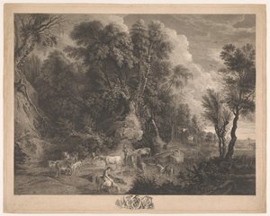 Paysage avec bergers et troupeau près d