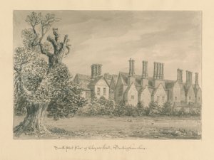 Buckinghamshire - Chenies Hall : dessin sépia, 1824 - John Buckler