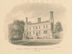 Buckinghamshire - Wellwick - Vieille Maison : dessin sépia vignetté, 1837