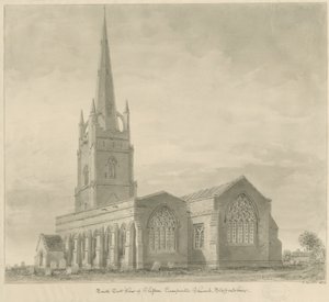 Église de Clifton Campville : dessin sépia - John Buckler