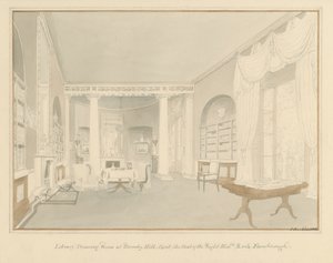 Kent - Bromley Hill - Intérieur de la salle de dessin de la bibliothèque, 1816