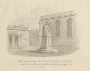 Lichfield - Place du marché : dessin à la sépia (vignetté)