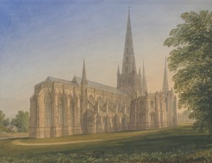 Cathédrale de Lichfield - Vue Nord-Est: aquarelle, nd [1770-1851] - John Buckler