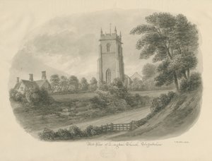 Église de Longdon : dessin sépia - John Buckler