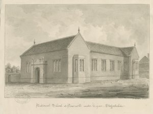 Newcastle-under-Lyme - École nationale : dessin au lavis sépia