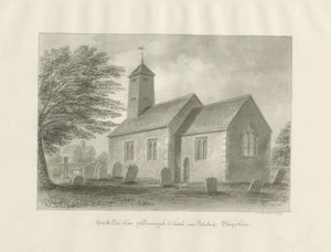 Patshull - Église de Boningale : dessin au lavis sépia