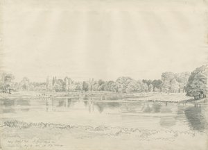 Maison de Patshull - Parc et étang : dessin au crayon, 25 août 1820